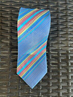 American Lifestyle Denim Multicolor Diagonal Stripe Power Necktie Bold Color